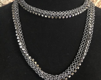 Lee Angel-ketting, designer gesigneerde sieraden, statement Runway Couture high-end verzamelketting, vintage lange strass-ketting