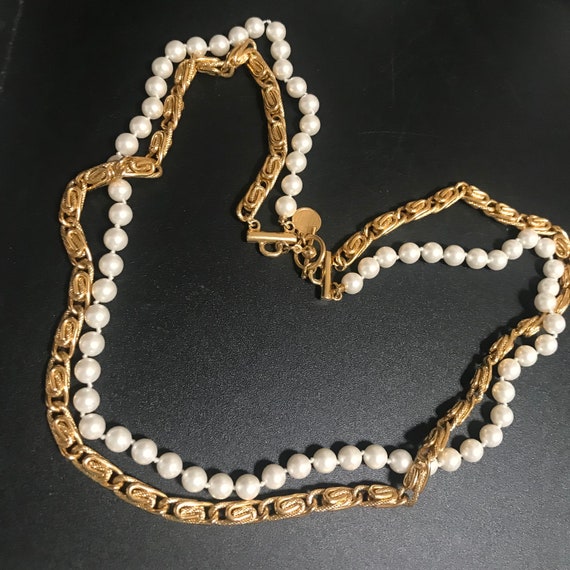 Anne Klein designer signed pearl chain necklace - image 5