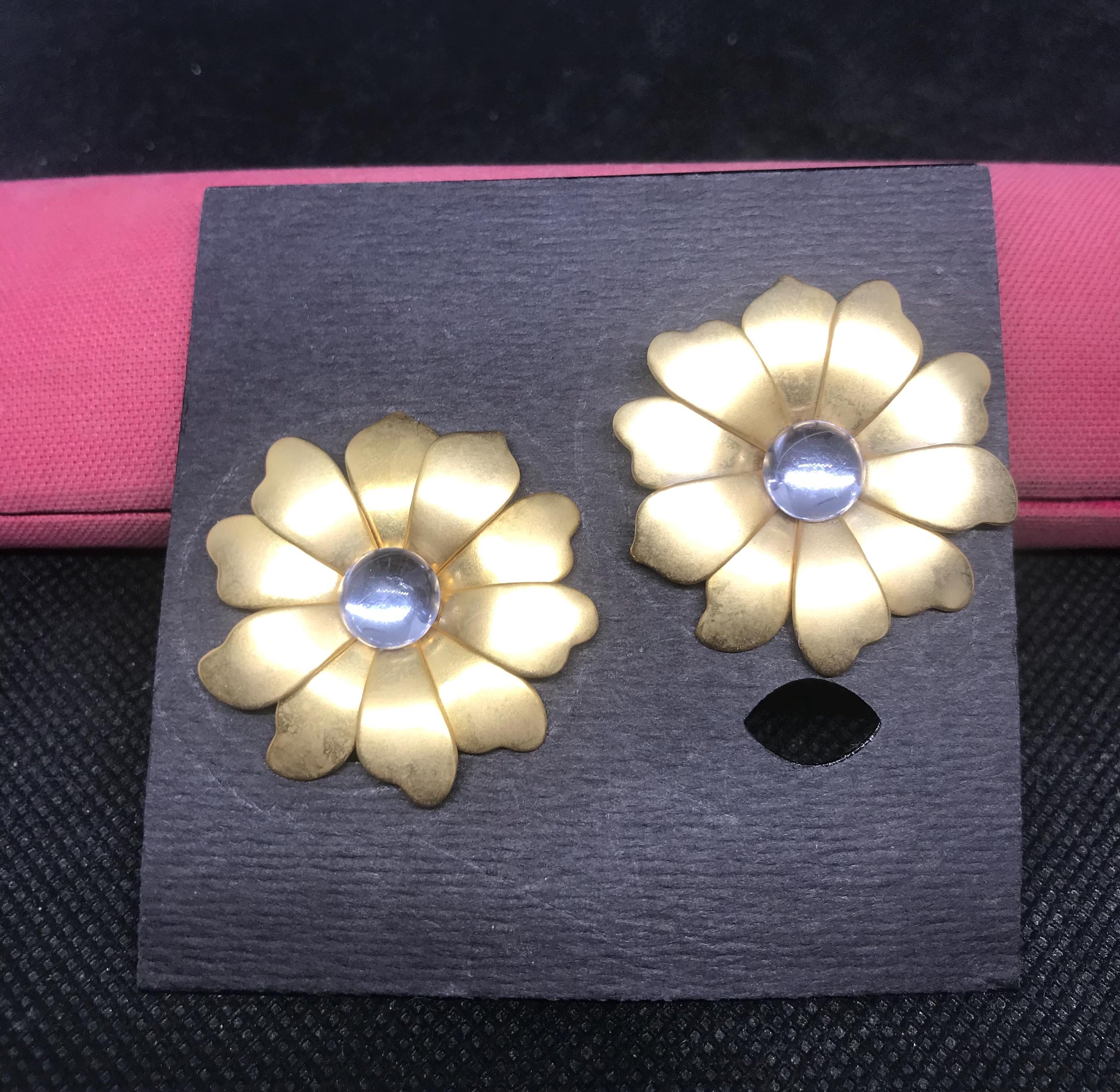 Orecchini Pendenti Anni 70/80 A Forma Di Fiore – Acrilico Vintage, Accessori Festa Discoteca Per Donne E Ragazze