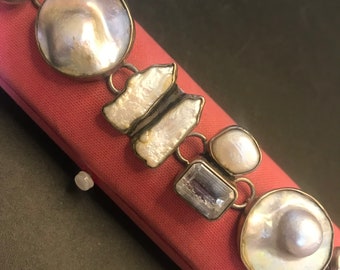 Sterling Silver Pearl & Glass Bracelet