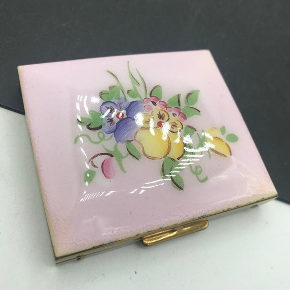 Vintage Wiesner Compact Hand Painted Genuine Flor… - image 7