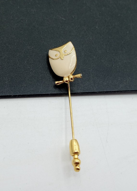 Trifari Signed Vintage Owl Stick Pin 1970's