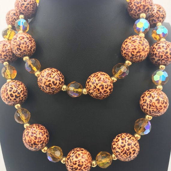 Joan Rivers Brown Lucite leopard long necklace, d… - image 2