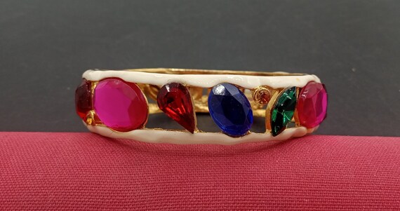 Vintage Rhinestone Bangle Bracelet 1980's Jewelry… - image 2