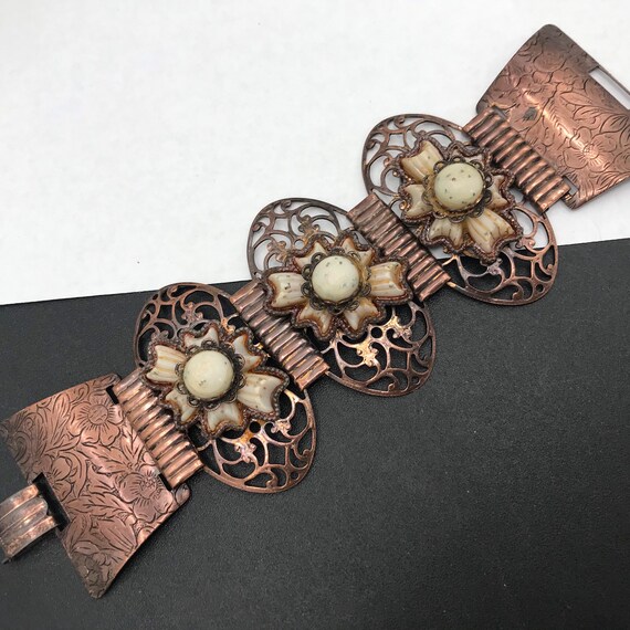 1960's Wide Copper Bracelet, chunky mid century j… - image 7