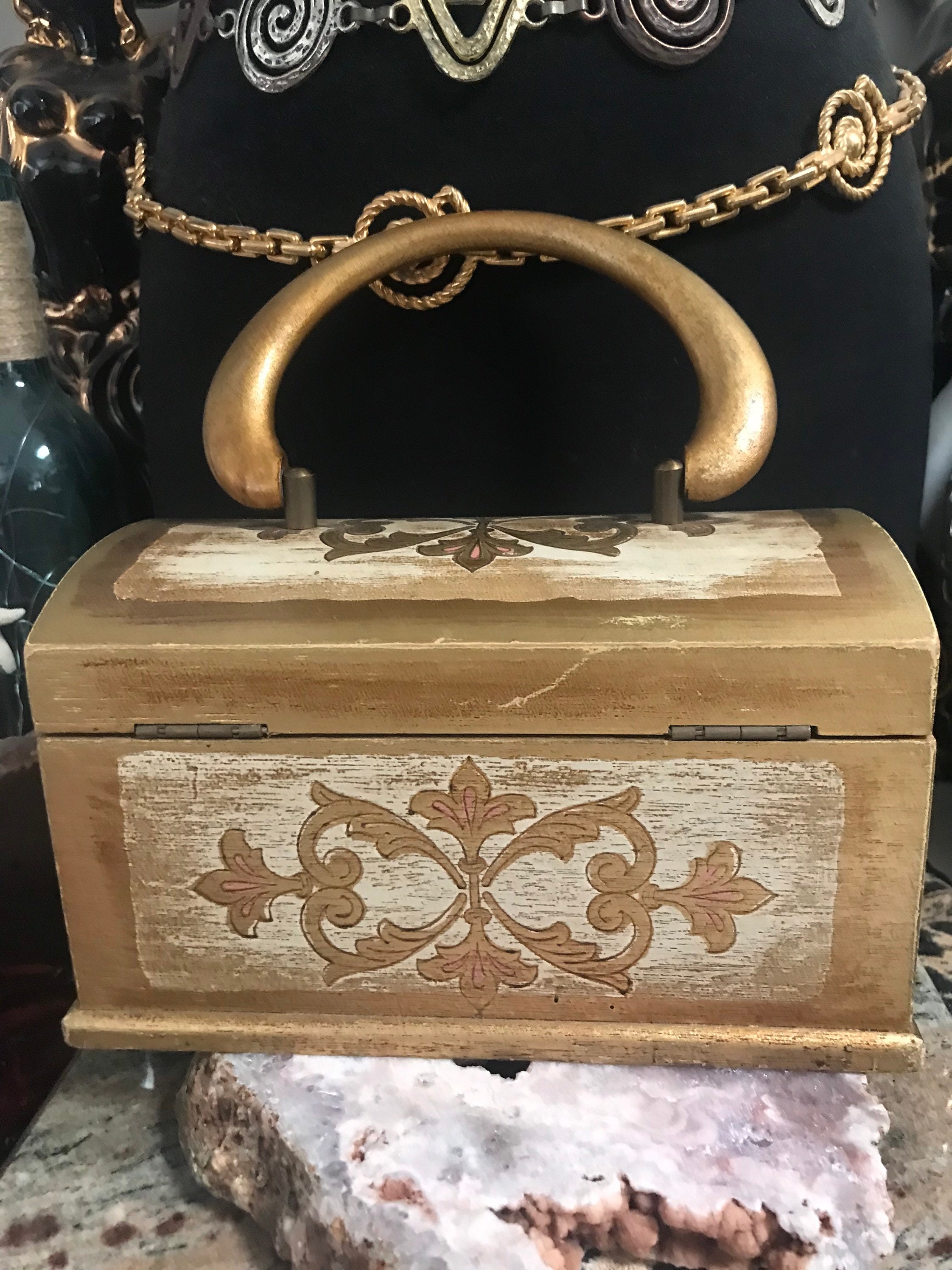 1968年製 ロイヤルロンドン ヴィンテージ木箱、トップハンドル財布