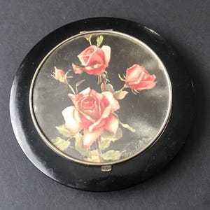Vintage Flower Compact Mirror, 1940&#39;s 1950&#39;s, Art Deco Antique Compact, Vanity Collectible Home Decor
