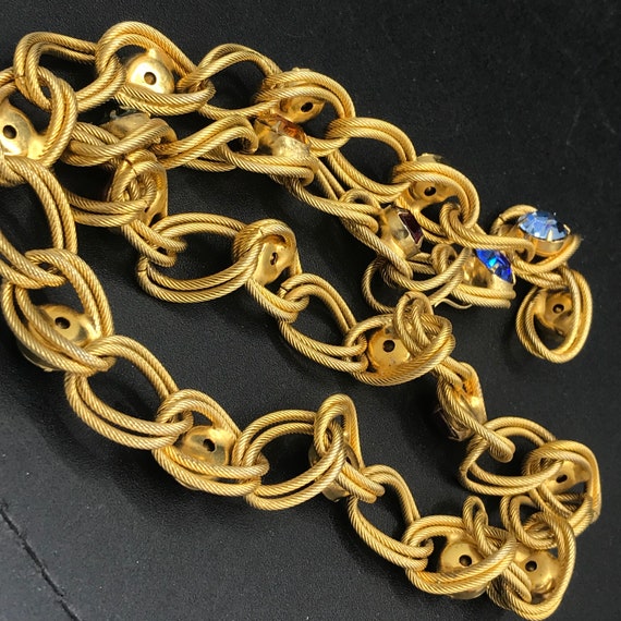Long Vintage Rhinestone Chunky Chain Necklace, Ol… - image 7