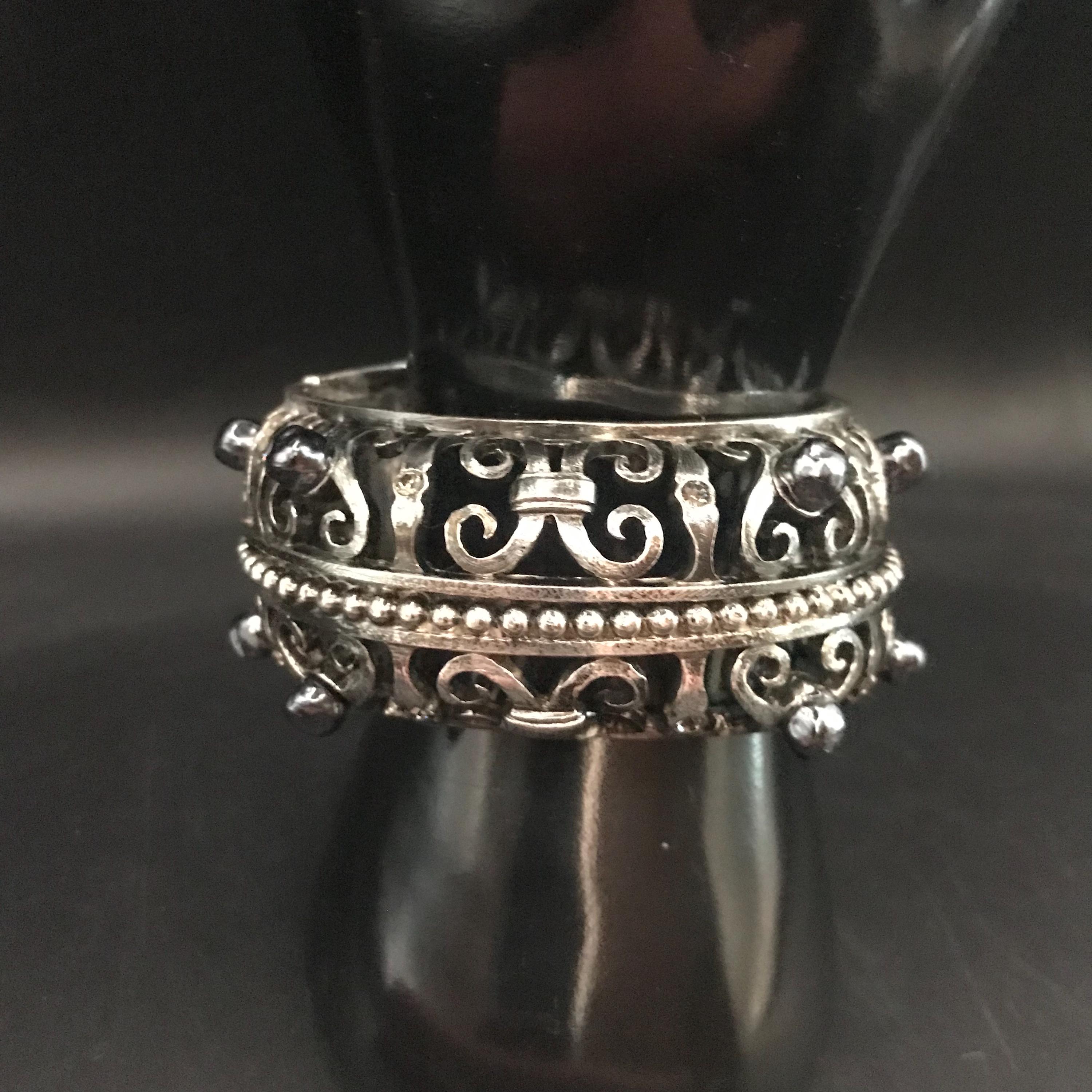 CHRISTIAN LACROIX Designer Signed Large Silver Plated Metal