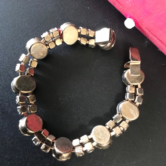 Vintage Pink AB rhinestone 1950s bracelet, mid-ce… - image 7