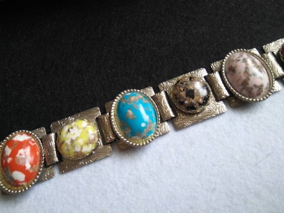 Stunning Vintage Faux Turquoise Yellow Brown Red … - image 3