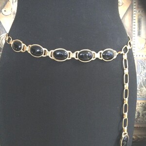 Vintage Black Lucite Cabochon Belt - Etsy