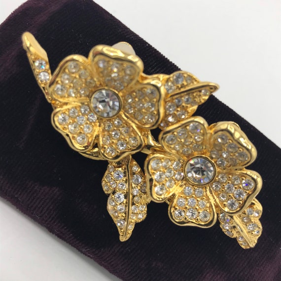 Joan Rivers unique rhinestone brooch earring desi… - image 2