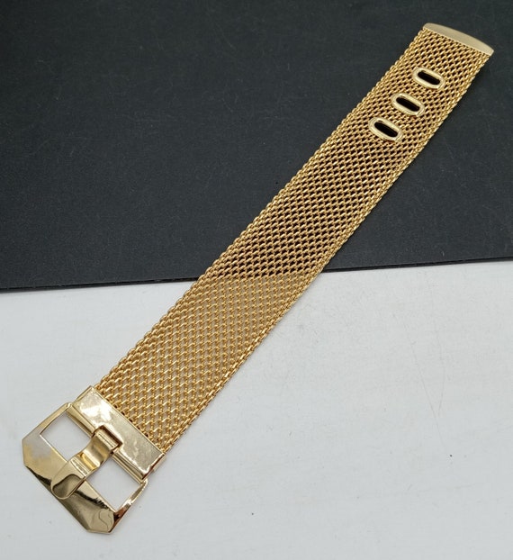 Vintage Gold Tone Belt Buckle Metal Mesh Bracele,… - image 5
