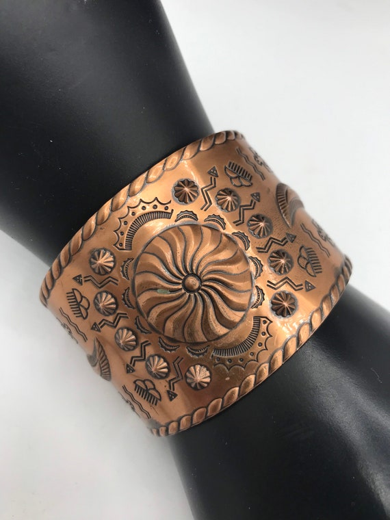 Art Deco Wide Bracelet, Southwestern Cuff Bracelet