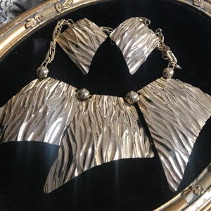 Vintage Bib Pendant Necklace & Pierced Earrings, 1970&#39;s 1980&#39;s Jewelry Set, Vintage Gift idea for Jewelry Lover, Unsigned Park Lane