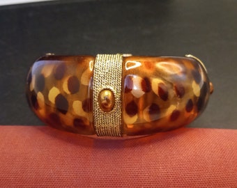 Vintage Lucite Leopard Chunky Bangle Bracelet