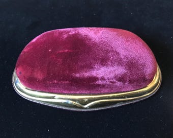 Signed Imperial Since 1848 Vintage Maroon Velvet Bracelet & Watch Case, 1930's 1940's Vanity Jewelry Display