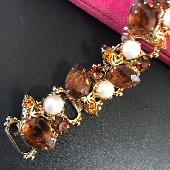 Collectible Bracelet, Vintage chunky Brown faux P… - image 8