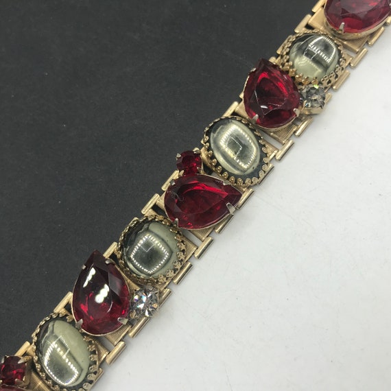 Red Rhinestone Bracelet, Collectible Vintage Jewe… - image 2