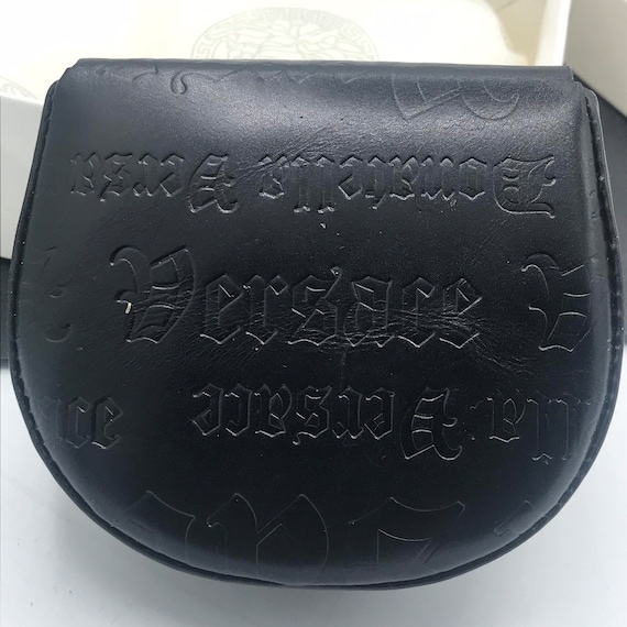 Versace Black Leather Coin Holder Pouch & Origina… - image 7