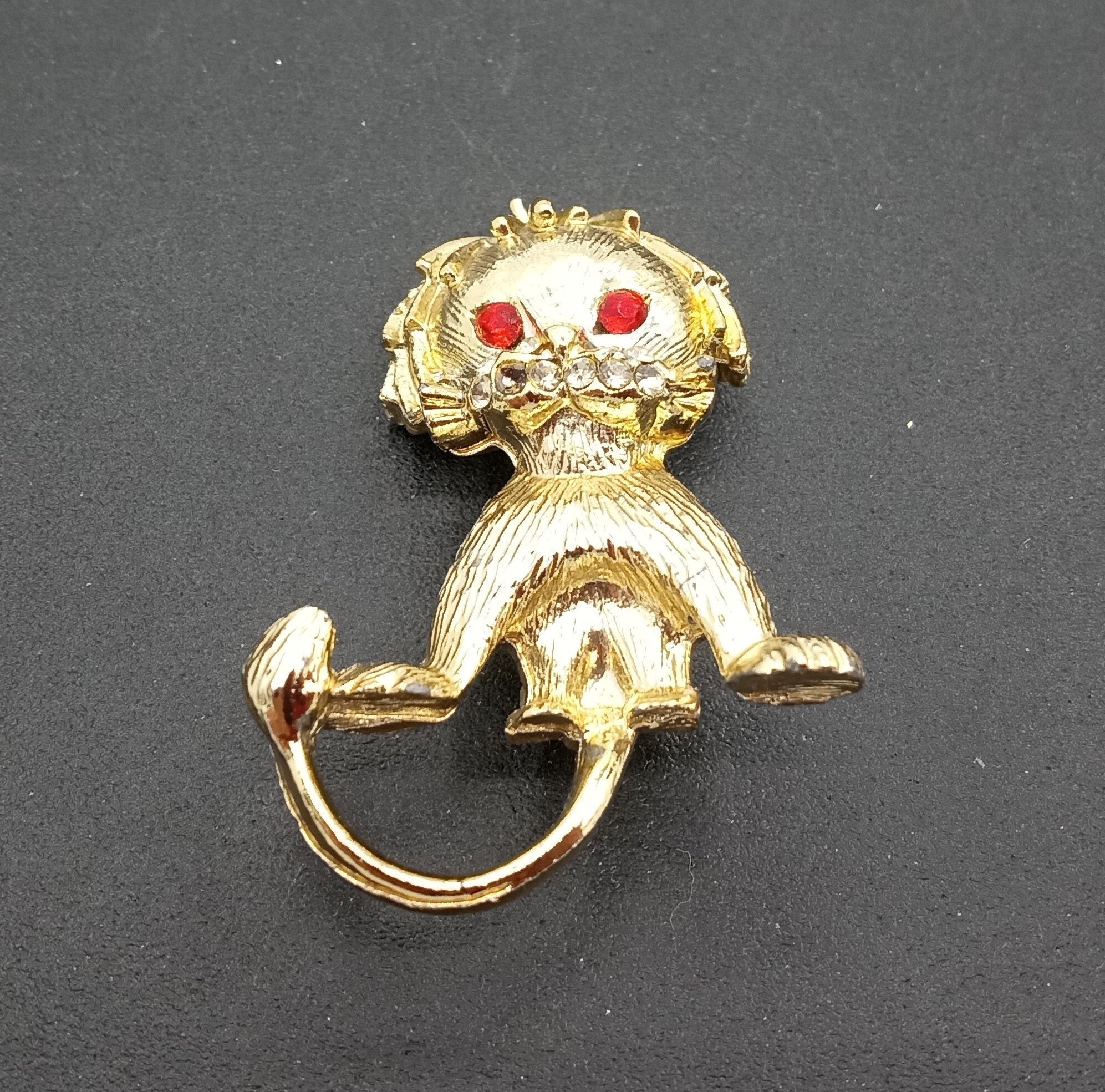 Vintage Lion Red Eye Rhinestone Brooch Pin 1970's 1980's - Etsy