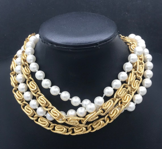 Anne Klein designer signed pearl chain necklace - image 3