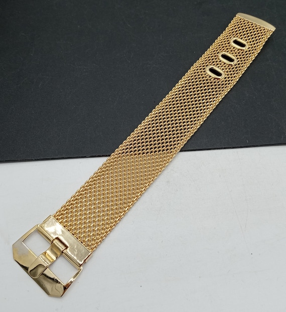 Vintage Gold Tone Belt Buckle Metal Mesh Bracele,… - image 2