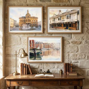 Suffolk Historic Collection - Ipswich Town Hall, Ancient House, Marina - Heritage Watercolour Prints Bundle