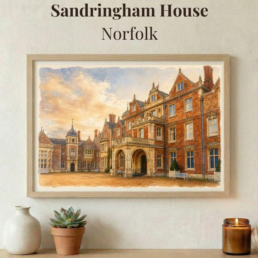 Sandringham House, Norfolk - English Heritage Watercolour Print - Royal ...