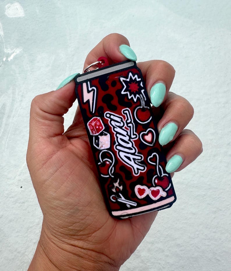 Energy Drink Pop™ Can Tab Keychain | 3D Printed Soda Tab Opener | Alani Inspired | Monster Inspired | Cute Drink Accessory Cherry Pop