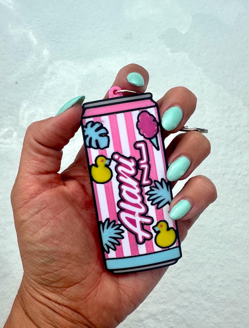 Energy Drink Pop™ Can Tab Keychain | 3D Printed Soda Tab Opener | Alani Inspired | Monster Inspired | Cute Drink Accessory Cotton Candy