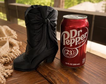 The Bow Boot™ Standard Can Koozie | Cowgirl Boot Drink Holder | 12 oz Soda Can Cooler | Western Can Sleeve