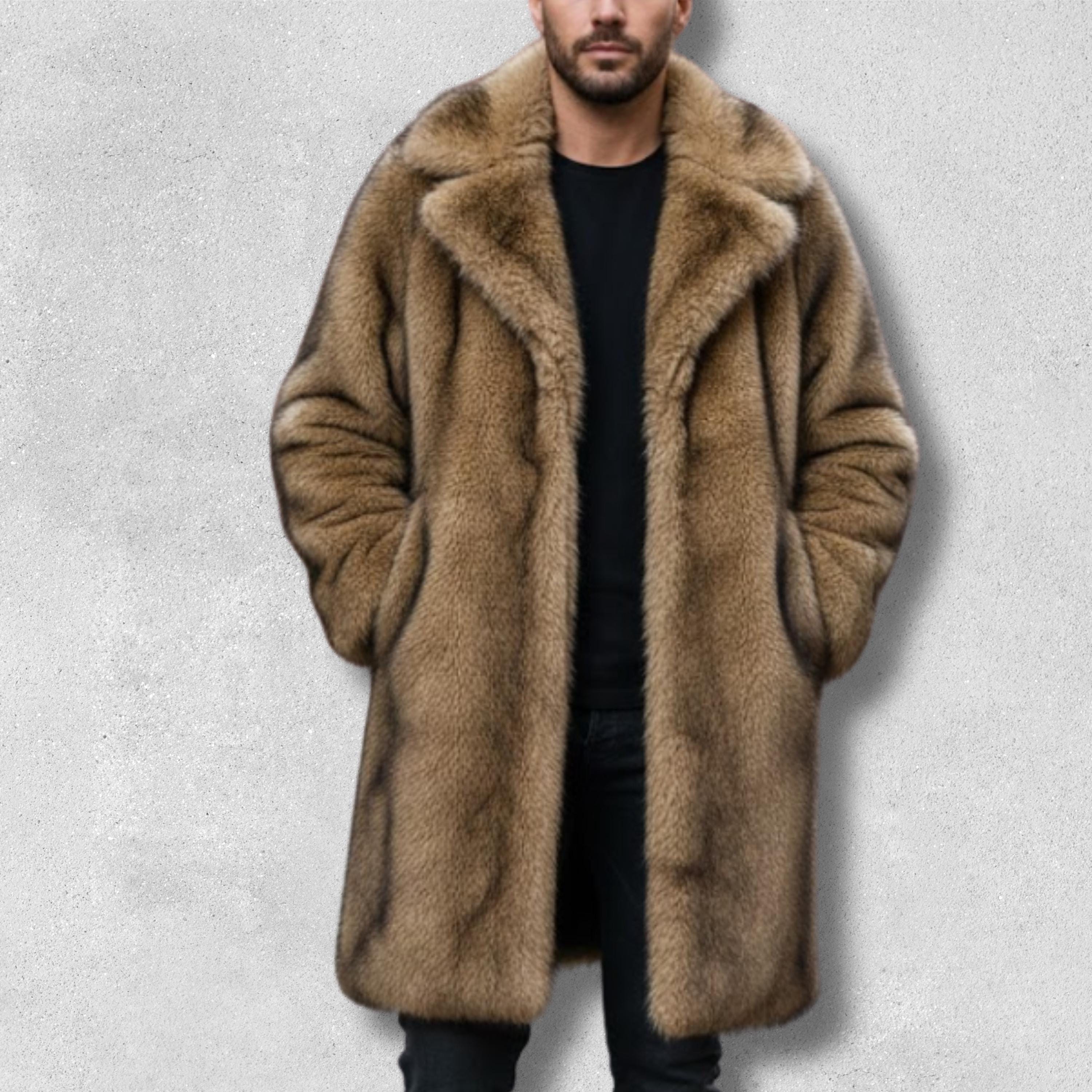 Manteau de Fourrure de Renard Roux Mi-Longueur Hudson Pour Hommes