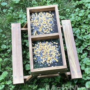 Chicken Picnic Table Feeder with Waterer Cups | Chicken Coop | Chicken Lover Gift | Pet Feeder | Backyard Chickens