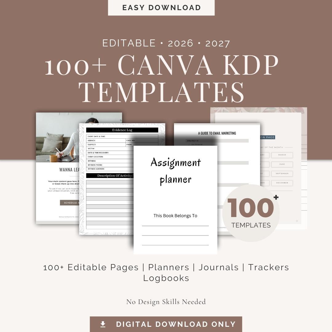 100+ Canva KDP Interior Templates 2026 | Editable Planner, Journal ...