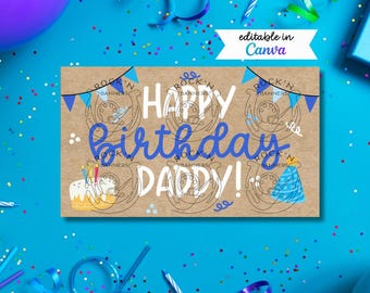 Maqueta de pancarta genérica de cumpleaños/editable/plantilla digital de pancarta pintada a mano/decoración de cumpleaños personalizada/descarga digital DIY