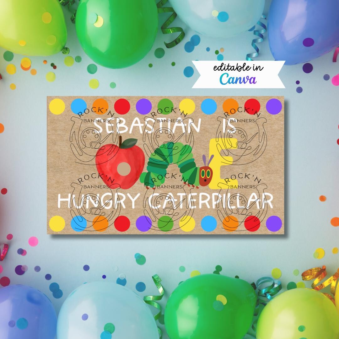Hungry Caterpillar |editable Banner Mockup | Hand Painted Banner ...