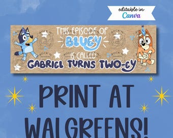 Boy Blue Dog | Red Dog | Editable Banner Mockup |Printable Banner Digital Template| Personalized Custom Birthday Decor|DIY Digital Download
