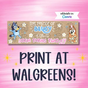 Girl Blue Dog | Red Dog | Editable Banner Mockup |Printable Banner Digital Template| Personalized Custom Birthday Decor|DIY Digital Download image 1