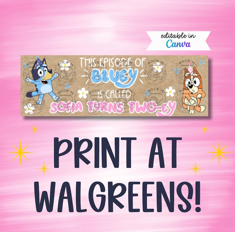 Girl Blue Dog | Red Dog | Editable Banner Mockup |Printable Banner Digital Template| Personalized Custom Birthday Decor|DIY Digital Download image 1