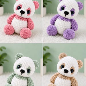 Blue Panda Crochet Pattern PDF – Amigurumi Plush Toy Tutorial (Digital Download)