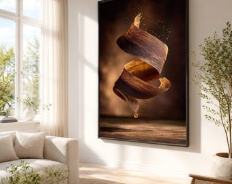 Rustic Wooden Spiral Canvas, Abstract Nature Wall Art, Modern Home Decor