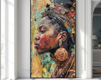 African Woman Portrait Canvas, Tribal Ethnic Wall Art