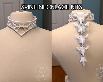 UNFINISHED KIT - Spine Necklace - 3d Printed Articulating Vertebrae Skeleton Choker Necklace for Cosplay - Halloween - Unique Jewelry