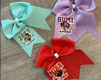 K-POP Demon Hunters Character Hair Bows - Rumi, Mira and Zoey - Cheer Bow with Gems