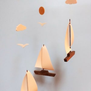 Sailboat Mobile-Y30,Baby Mobile,Sailboat,Sail,Seagulls,Clouds,Sun,Sailboat Decor,Mobile,Baby Shower Gift,Nautical,Nursery Mobile,Ocean Art
