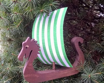 VIKING SHIP Dragon Ornament,Viking Sailing Ship,Christmas Ornament,Wood Viking Ship,Viking,Christmas Tree Ornament,Dragon,Miniature Ship