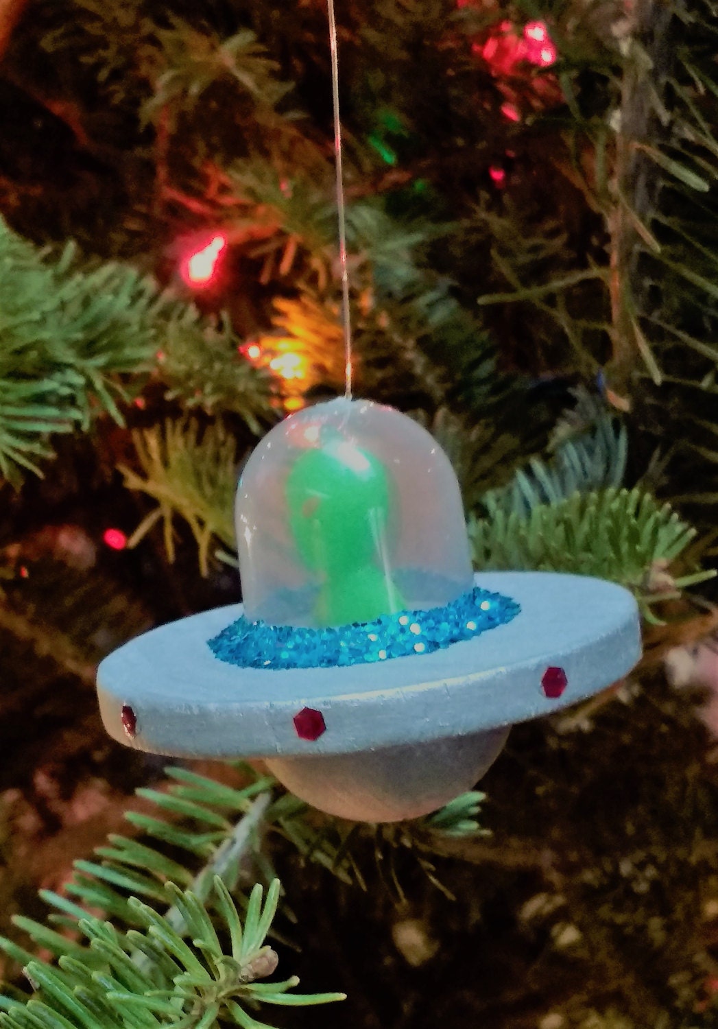 Alien Space Ship Ornament,glow in the Dark,sci Fi Ornament,wood, Alien ...
