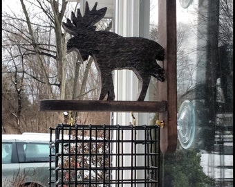 Moose Window Bird Feeder,Attaches to Window,Moose,Suet Feeder,Window Feeder,Bird,Birds,Bird Watcher,Suet,Bird Food Holder,Bird Seed Holder